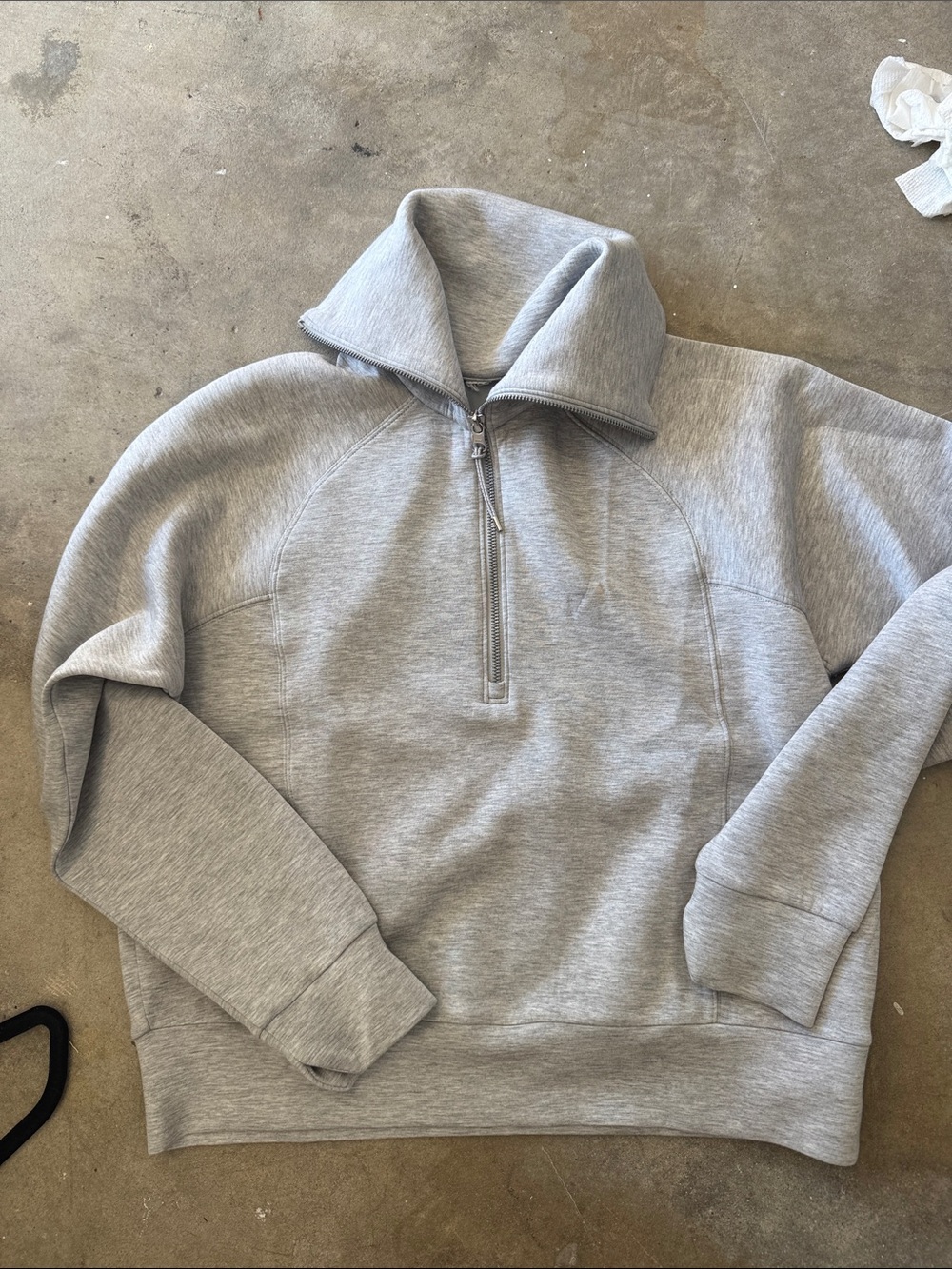 SPANX women’s Light Heather Gray Air Essential Quarter-Zip Pullover